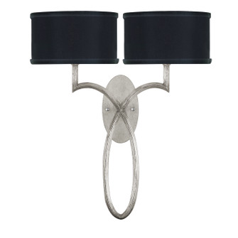 Allegretto Two Light Wall Sconce in Silver Leaf w/Black Fabric & Silver Inner Lining Shades (48|784750SF42)