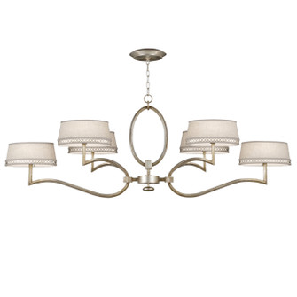 Allegretto Six Light Chandelier in Silver w/White Linen Shades (48|780040ST)