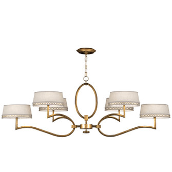 Allegretto Six Light Chandelier in Gold w/White Linen Shades (48|7800402ST)