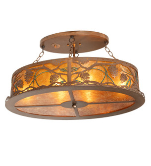 Whispering Pines Six Light Semi-Flushmount in Copper W/Green Pine Needles (57|262789)