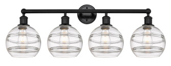 Edison Four Light Bath Vanity in Matte Black (405|6164WBKG5568CL)