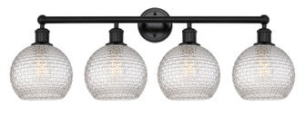 Edison Four Light Bath Vanity in Matte Black (405|6164WBKG122C8CL)