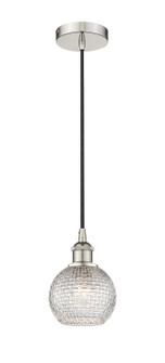 Edison One Light Mini Pendant in Polished Nickel (405|6161PPNG122C6CL)