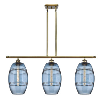 Ballston Three Light Island Pendant in Antique Brass (405|5163IABG5578BL)