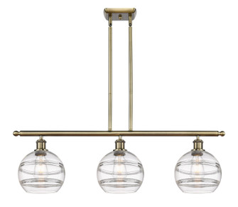 Ballston Three Light Island Pendant in Antique Brass (405|5163IABG5568CL)