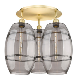 Downtown Urban Three Light Flush Mount in Satin Gold (405|5163CSGG55710SM)