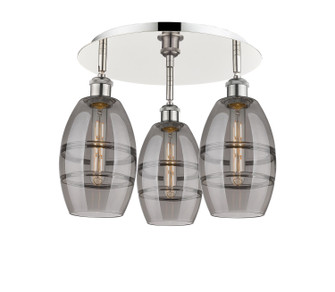Downtown Urban Three Light Flush Mount in Polished Nickel (405|5163CPNG5576SM)