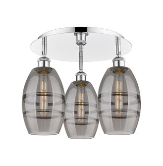 Downtown Urban Three Light Flush Mount in Polished Chrome (405|5163CPCG5576SM)