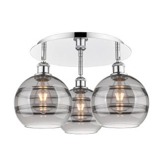 Downtown Urban Three Light Flush Mount in Polished Chrome (405|5163CPCG5568SM)