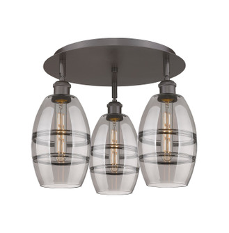 Downtown Urban Three Light Flush Mount in Oil Rubbed Bronze (405|5163COBG5576SM)