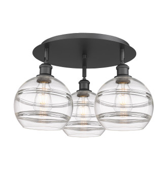 Ballston Three Light Semi-Flush Mount in Matte Black (405|5163CBKG5568CL)