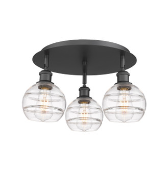 Ballston Three Light Semi-Flush Mount in Matte Black (405|5163CBKG5566CL)
