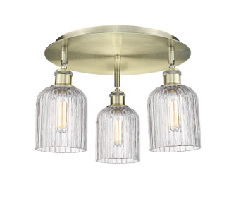 Downtown Urban Three Light Flush Mount in Antique Brass (405|5163CABG5595CL)