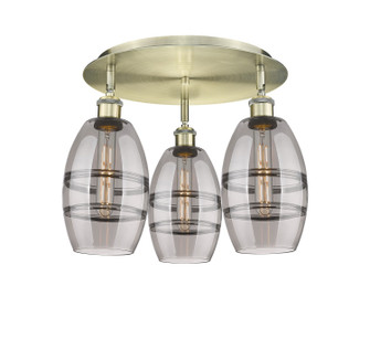 Ballston Three Light Flush Mount in Antique Brass (405|5163CABG5576SM)