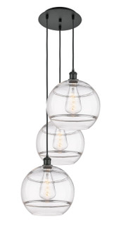 Ballston Three Light Pendant in Matte Black (405|113B3PBKG55612CL)
