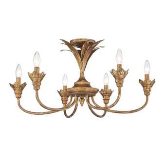 Lillianne HG Six Light Semi-Flush Mount in Heirloom Gold (62|08466SFHG)