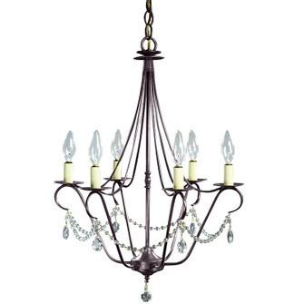 Chandelier Six Light Hanging Lantern in Dark Brass (196|929DBLT6CRY)