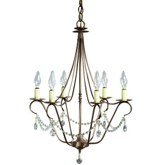 Chandelier Six Light Hanging Lantern in Dark Antique Brass (196|929DABLT6CRY)