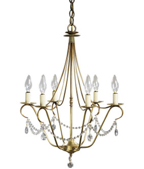 Chandelier Six Light Hanging Fixture in Antique Brass (196|929ABLT6CRY)