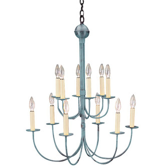 Chandelier 12 Light Hanging Lantern in Verdi Gris (196|912VGLT12)