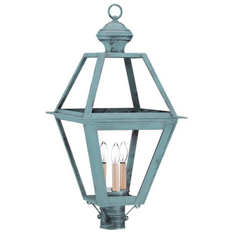 Boston Three Light Post Mount in Verdi Gris (196|1073VGLT3CLR)