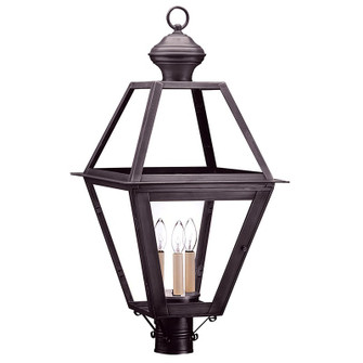 Boston Three Light Post Mount in Dark Brass (196|1073DBLT3CLR)