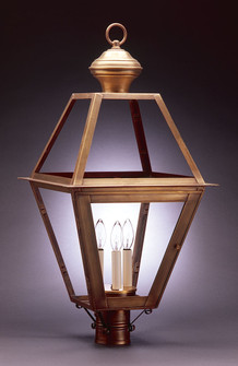 Boston Three Light Post Mount in Dark Antique Brass (196|1073DABLT3CLR)