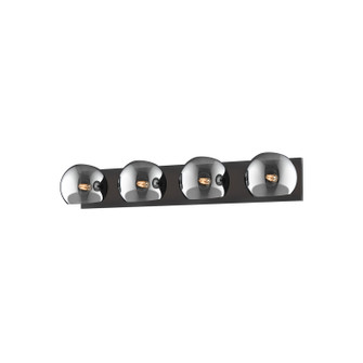 Willow Four Light Bathroom Fixtures in Matte Black/Smoked Solid Glass (452|VL548431MBSM)