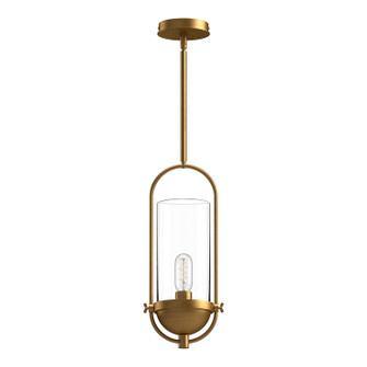 Cyrus One Light Pendant in Aged Gold/Clear Glass (452|PD539018AGCL)