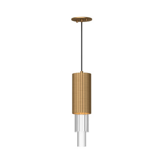 Bordeaux LED Pendant in Aged Gold/Clear Ribbed Glass (452|PD502204AGCR)