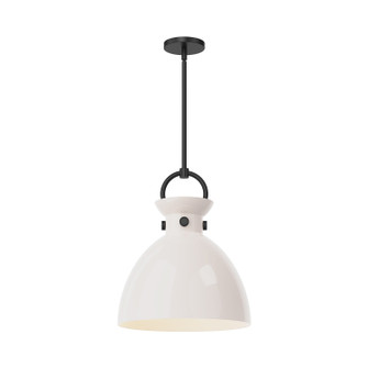 Waldo One Light Pendant in Matte Black/Glossy Opal Glass (452|PD411814MBGO)