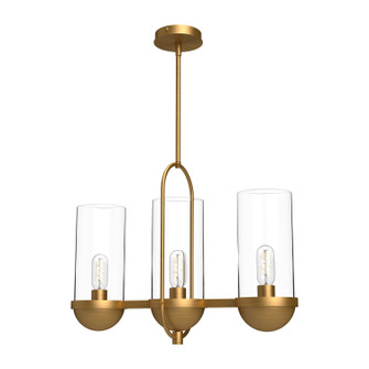 Cyrus Three Light Linear Pendant in Aged Gold/Clear Glass|Clear Glass/Matte Black (452|LP539024AGCL)