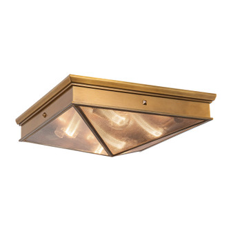 Cairo Four Light Flush Mount in Vintage Brass/Clear Ribbed Glass (452|FM332919VBCR)
