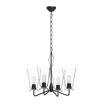 Salem Four Light Chandelier in Brushed Gold/Clear Glass|Clear Glass/Matte Black (452|CH570423MBCL)