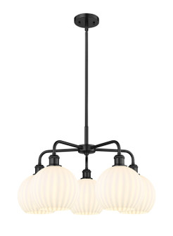 Ballston Five Light Chandelier in Matte Black (405|5165CRBKG12178WV)