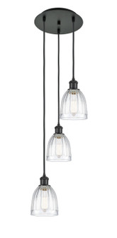 Ballston Three Light Pendant in Matte Black (405|113B3PBKG442)