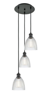 Ballston Three Light Pendant in Matte Black (405|113B3PBKG382)