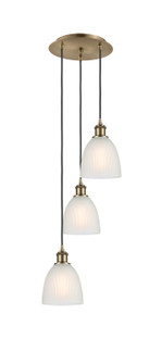 Ballston Three Light Pendant in Antique Brass (405|113B3PABG381)