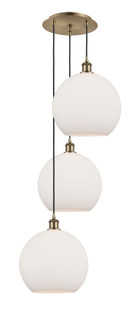 Ballston Three Light Pendant in Antique Brass (405|113B3PABG12112)