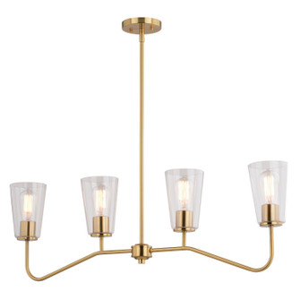 Beverly Four Light Linear Chandelier in Muted Brass (63|H0287)