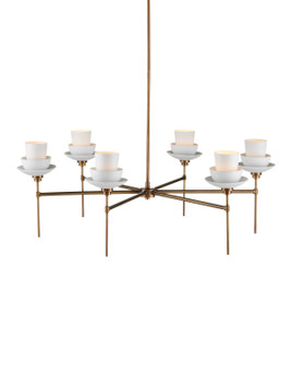 Etiquette Six Light Chandelier in Antique Brass/White (142|90001092)