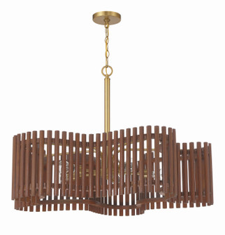 Freeform Five Light Chandelier in Satin Brass/Walnut (46|58426SBWAL)