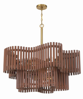 Freeform Ten Light Chandelier in Satin Brass/Walnut (46|58410SBWAL)
