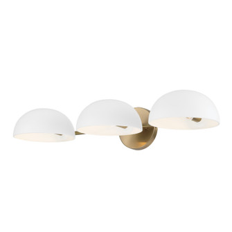 Reece Three Light Vanity in Aged Brass and White (65|151431AW)