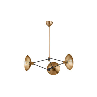 Axel Three Light Chandelier in Patina Brass/Soft Black (67|F1036PBRSBK)