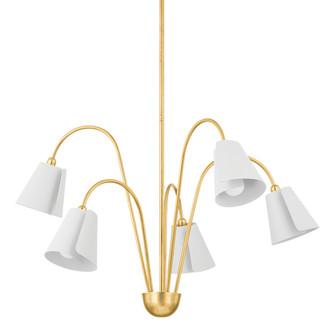 Lila Five Light Chandelier in Gold Leaf (428|H852805GLTWH)