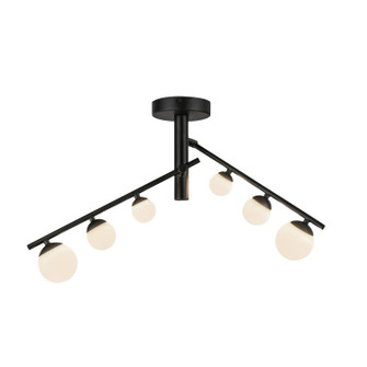 Juniper LED Semi-Flush Mount in Black/Opal Glass (347|SF55525BKOP)