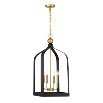 Sheffield Four Light Pendant in Matte Black w/Warm Brass Accents (51|778024143)