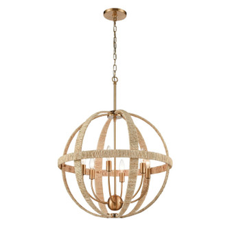 Abaca Six Light Chandelier in Satin Brass (45|324726)