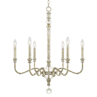 Charleston Six Light Chandelier in Silver and Gold Leaf (65|413361SG)